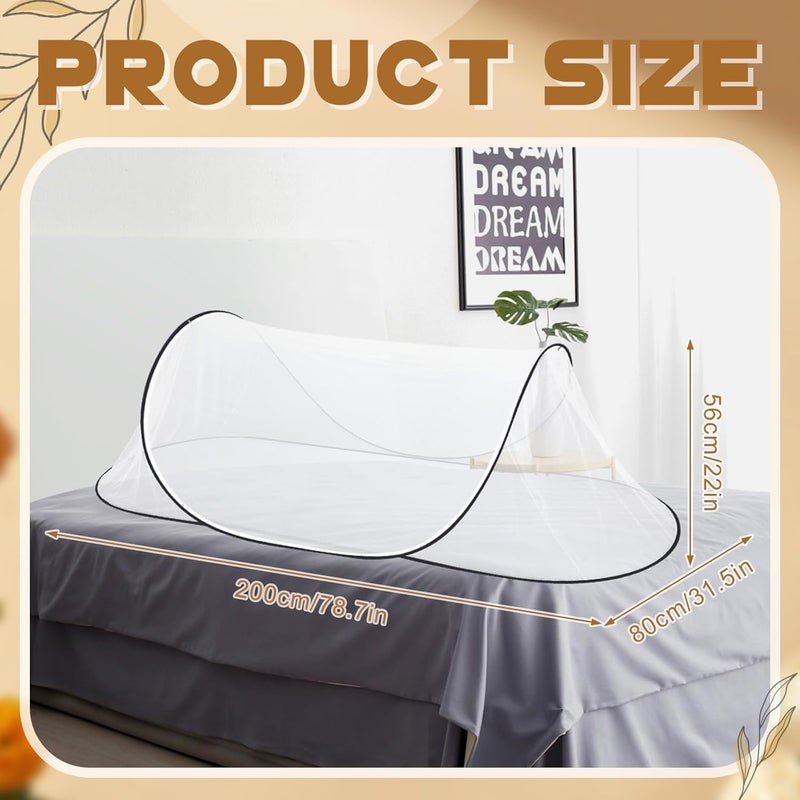 Vincreem 2 Pcs Large Pop up Mosquito Tent Portable Foldable Mosquito Bug Net for Bed Camping Travel Patio Outdoor 78 * 31 * 22 Inch Bug Netting Mesh Tent Canopy for Adults Baby Bedroom - Image 2